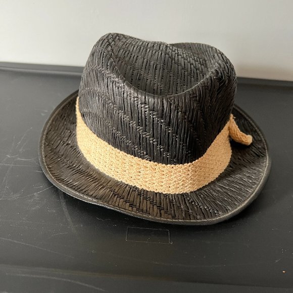 VENTO USA Classic Porkpie Black Straw Hat  |  Vintage 1950's | Sz L - Picture 3 of 9